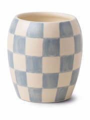 Paddywax Checkmate Cotton & Teak Checkered Porcelain Candle 311g - Image 1 of 1