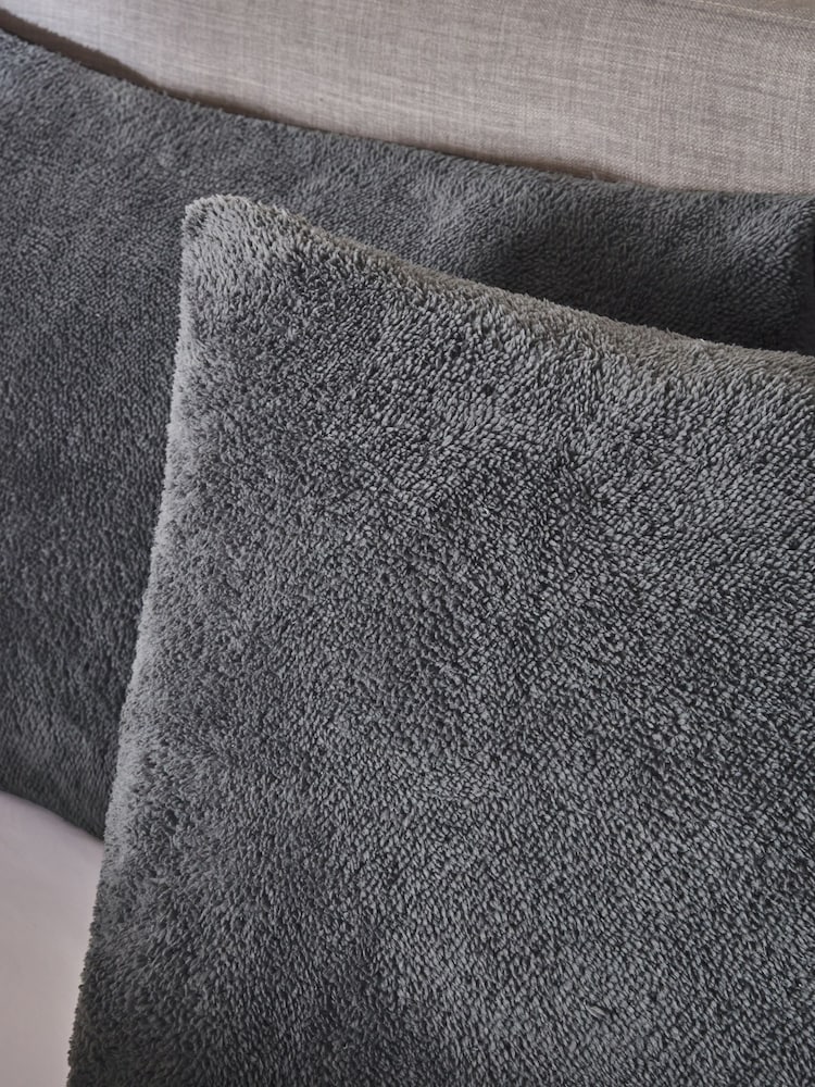 Set of 2 Charcoal Grey Teddy Fleece Pillowcases - Image 2 of 2 Set of 2 Charcoal Grey Teddy Fleece Pillowcases - Image 2 of 2