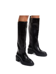 Carvela Black Leather Chrome Knee High Boots - Image 5 of 5