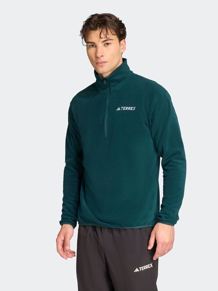 adidas Green Multi Essentials 1/2 Zip Fleece Jacket - Image 1 of 6 adidas Green Multi Essentials 1/2 Zip Fleece Jacket - Image 1 of 6