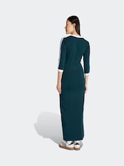adidas Originals Green 3-Stripes V-Neck Midi Dress - Image 2 of 6