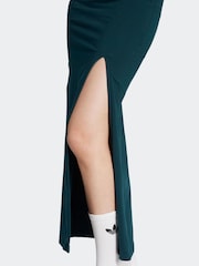 adidas Originals Green 3-Stripes V-Neck Midi Dress - Image 5 of 6