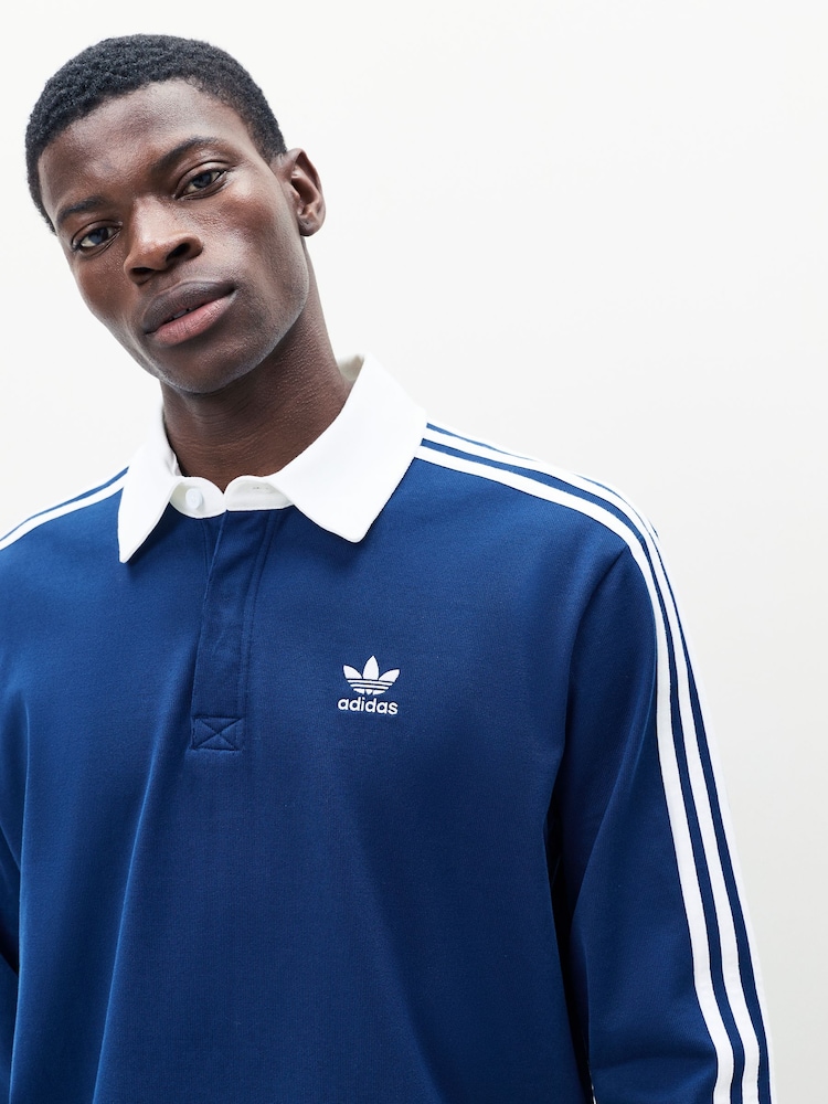 adidas Originals Blue Adicolor Rugby Polo Shirt - Image 5 of 5 adidas Originals Blue Adicolor Rugby Polo Shirt - Image 5 of 5