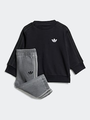 adidas Originals Black Infant Kids Sweatshirt and Denim Leggings Set - Image 1 of 7