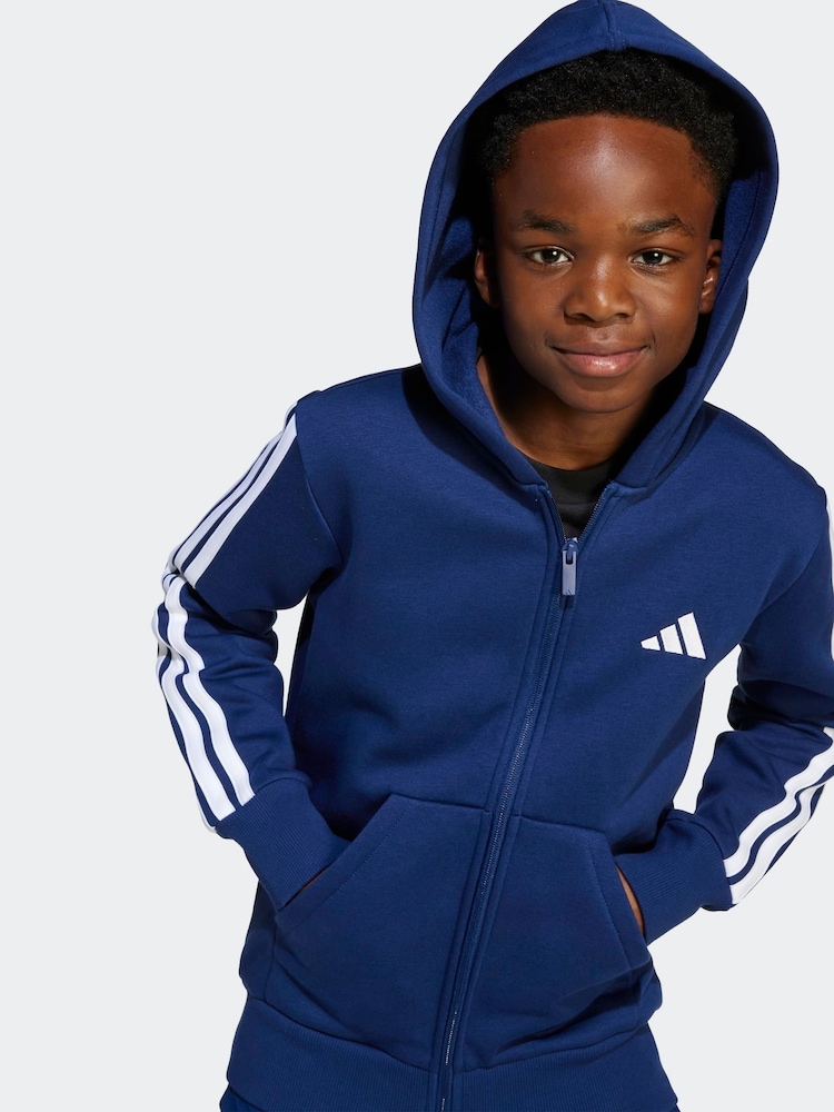 adidas Blue Essentials Full-Zip Hoodie Kids - Image 4 of 4