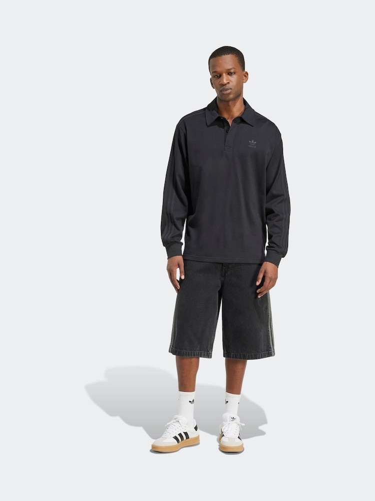 adidas Originals Black Adicolor Rugby Polo Shirt - Image 2 of 6 adidas Originals Black Adicolor Rugby Polo Shirt - Image 2 of 6