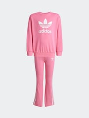 adidas Originals Pink Loose Sweatshirt and Jogger Set Flared Little Kids - Image 1 of 3
