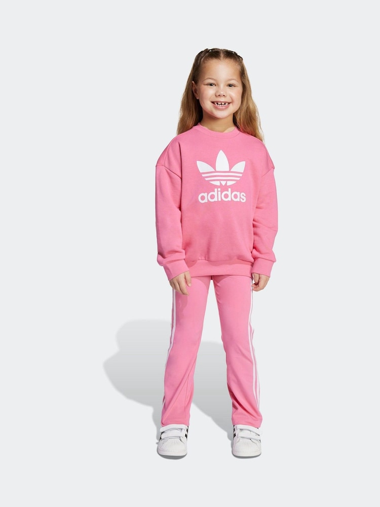 adidas Originals Pink Loose Little Kids Sweatshirt and Flared Leggings Set - Image 1 of 8 adidas Originals Pink Loose Little Kids Sweatshirt and Flared Leggings Set - Image 1 of 8