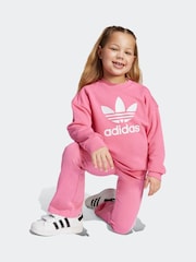 adidas Originals Pink Loose Little Kids Sweatshirt and Flared Leggings Set - Image 5 of 8