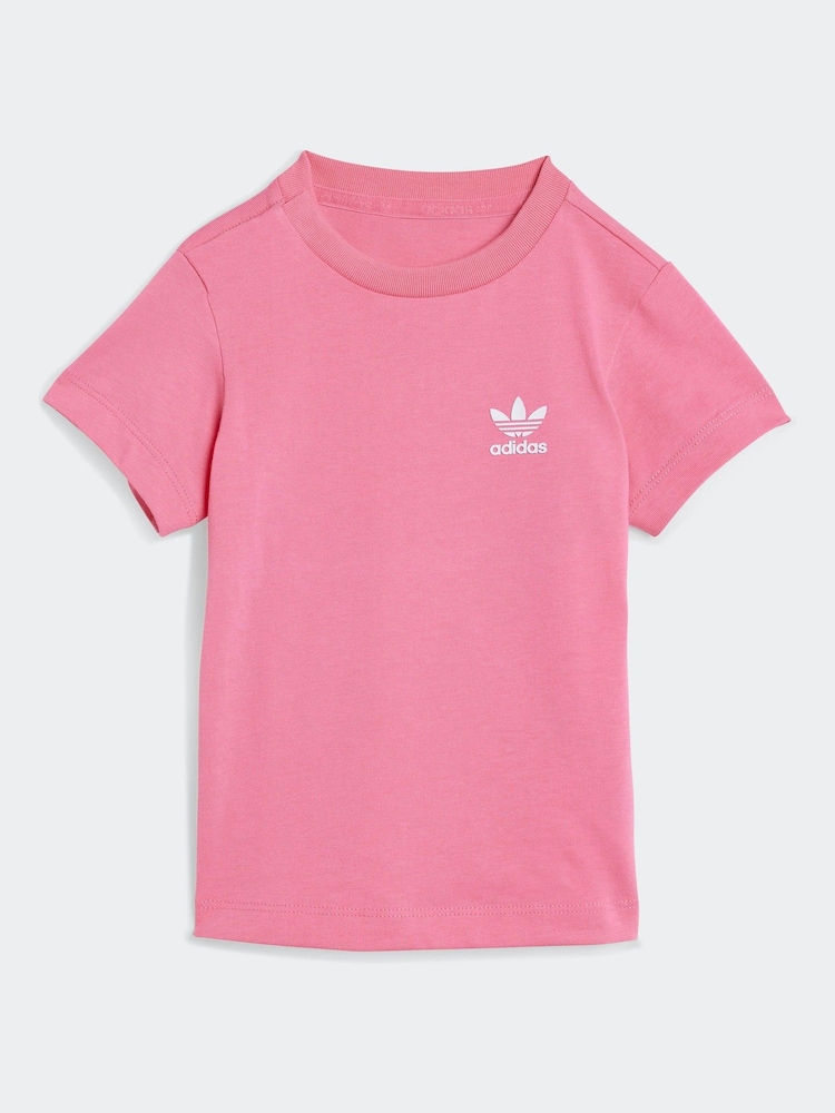 adidas Originals Pink Infant Kids T-Shirt and Cycling Shorts Set - Image 2 of 7