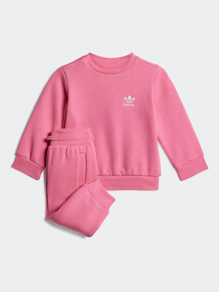 adidas Originals Pink Infant Kids Sweatshirt and Joggers Set - Image 1 of 7