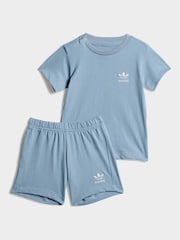 adidas Originals Blue T-Shirt and Shorts Set Infant Kids - Image 1 of 7
