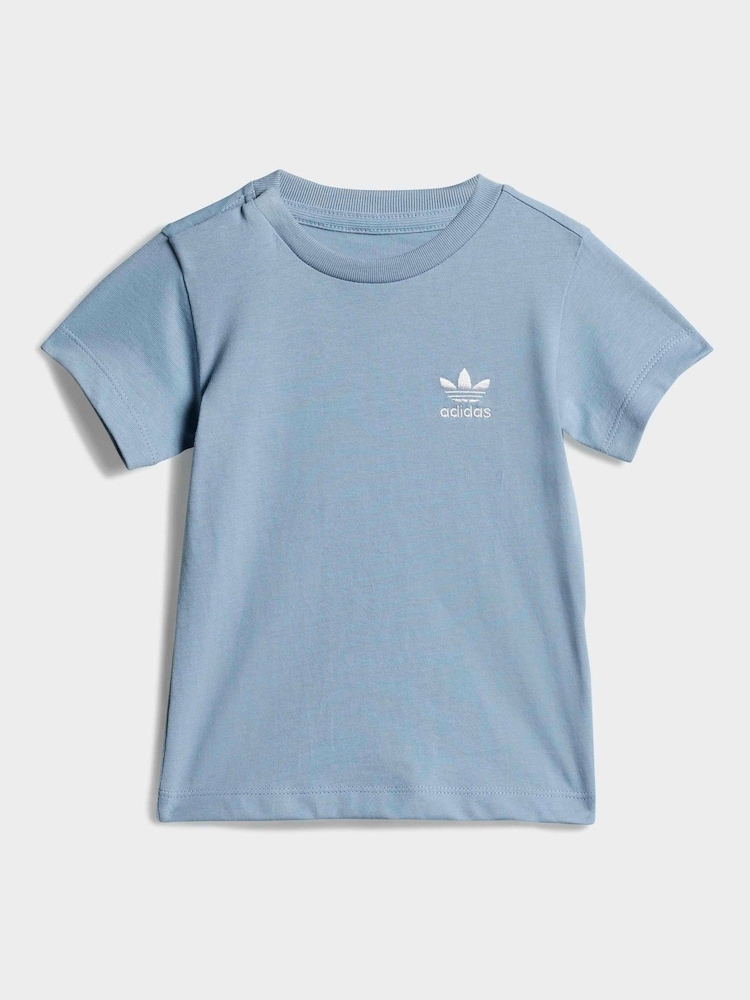 adidas Originals Blue T-Shirt and Shorts Set Infant Kids - Image 2 of 7