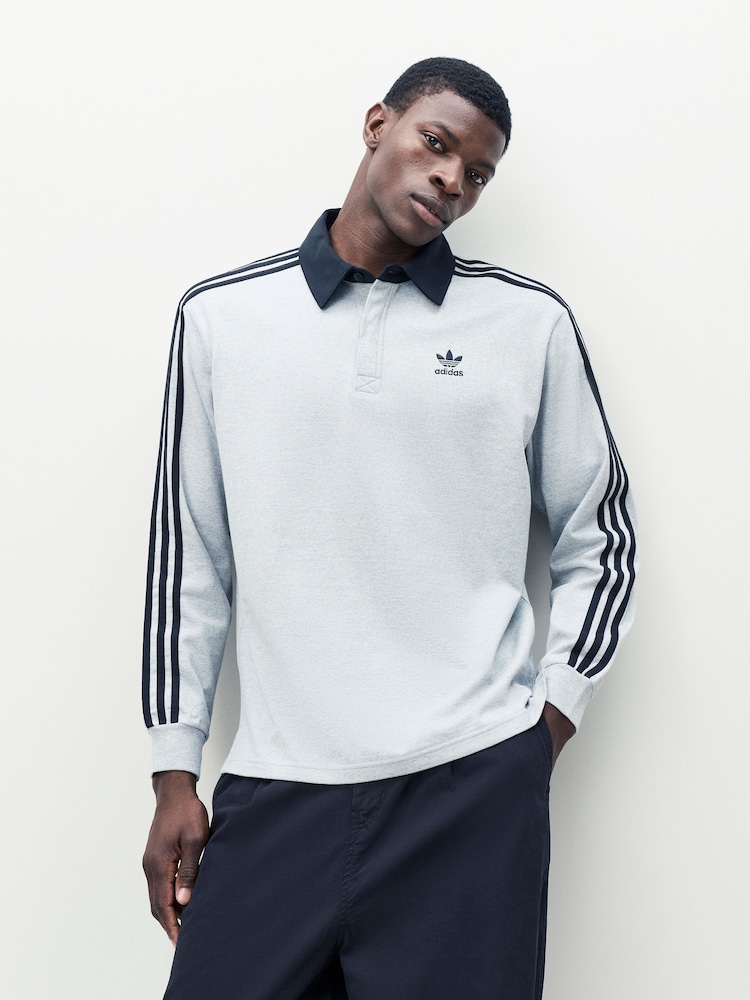 Cinza - Camisa Polo Rugby Adidas Original Adicolor - Imagem 1 de 11