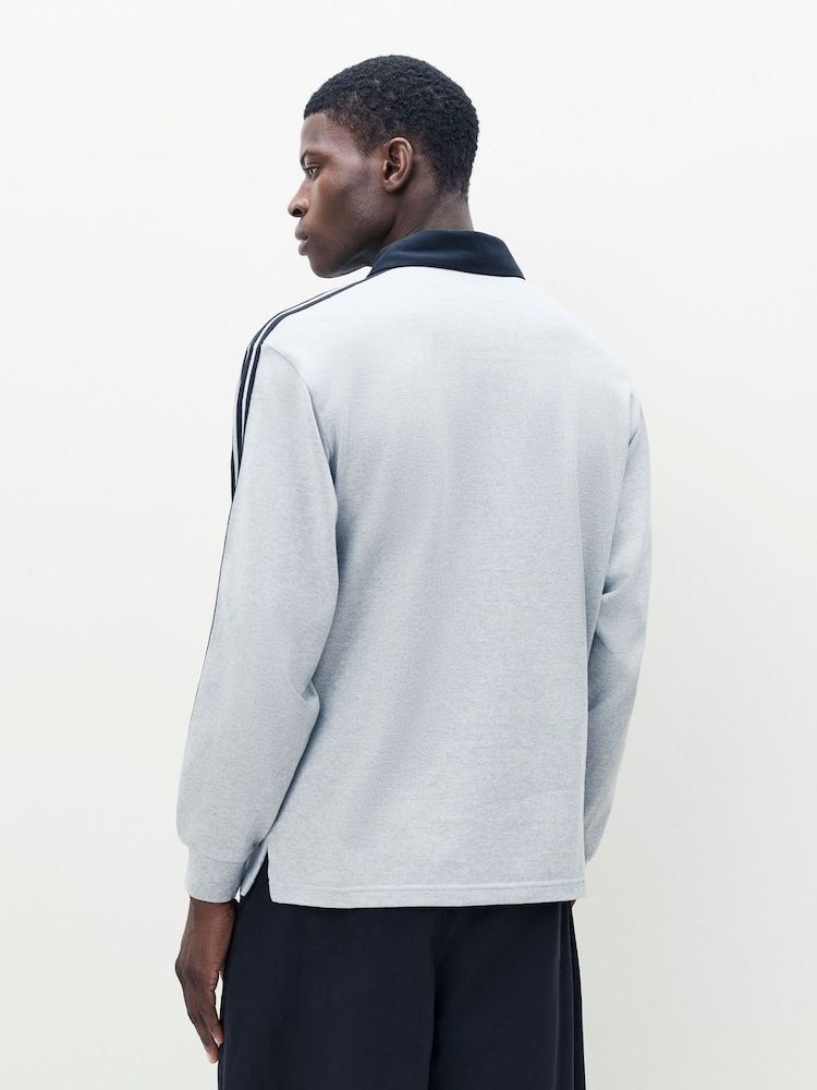 adidas Originals Grey Adicolor Rugby Polo Shirt - Image 2 of 11 adidas Originals Grey Adicolor Rugby Polo Shirt - Image 2 of 11