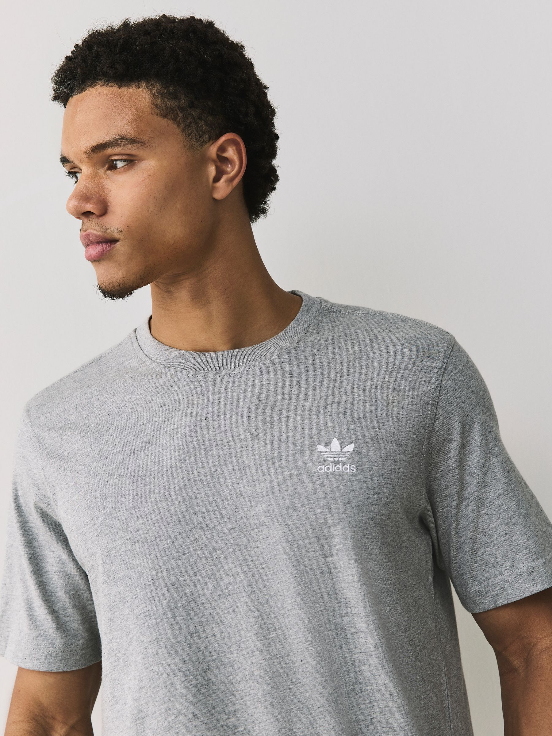 Buy adidas Originals Light Grey Trefoil Essentials T-Shirt from