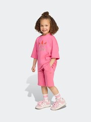adidas originals Pink Trefoil T-Shirt and Shorts Set Little Kids - Image 3 of 8
