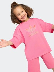 adidas originals Pink Trefoil T-Shirt and Shorts Set Little Kids - Image 4 of 8