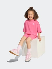 adidas Originals Pink Little Kids T-Shirt and Cycling Shorts Set - Image 4 of 8