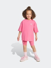 adidas Originals Pink Little Kids T-Shirt and Cycling Shorts Set - Image 5 of 8