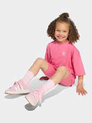 adidas Originals Pink Little Kids T-Shirt and Cycling Shorts Set - Image 7 of 8
