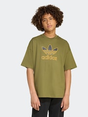 adidas Originals Green Oversize Trefoil T-Shirt - Image 1 of 6