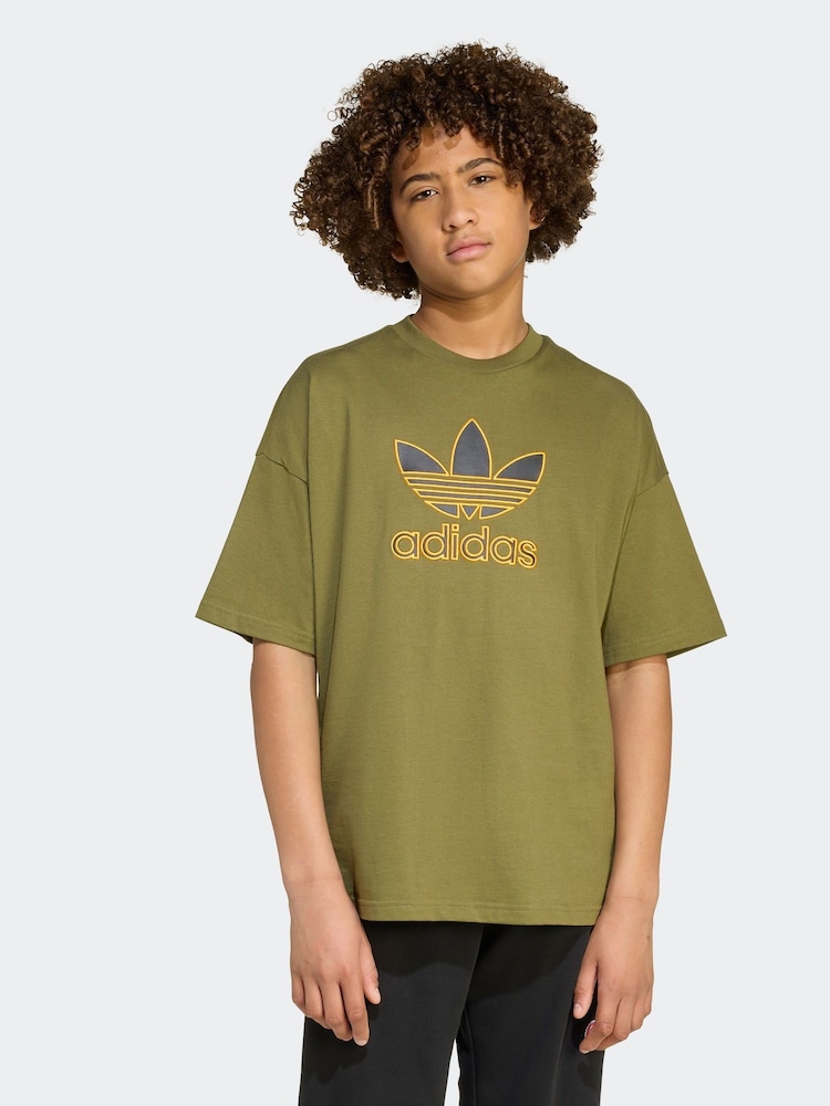 adidas Originals Green Oversize Trefoil T-Shirt - Image 1 of 6