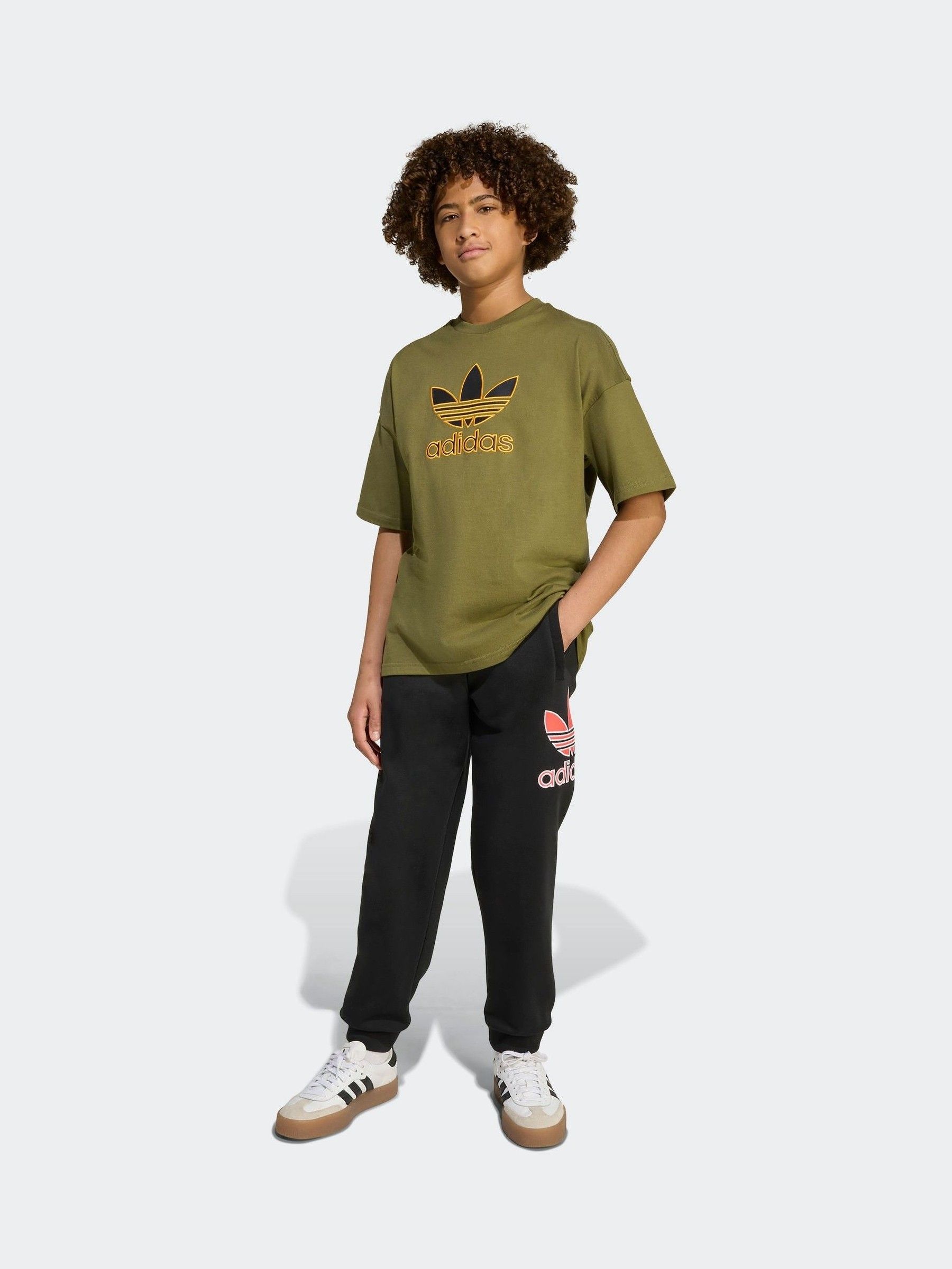 Buy adidas Originals Khaki Green Oversize Trefoil T-Shirt from