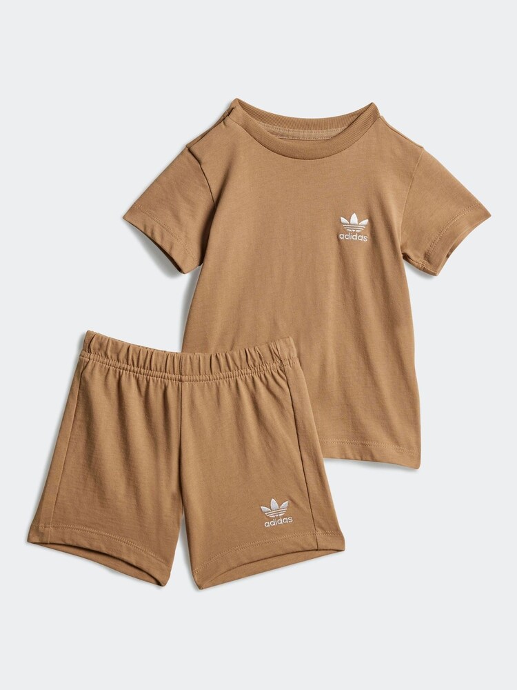 adidas Originals Brown T-Shirt and Shorts Set Infant Kids - Image 1 of 7