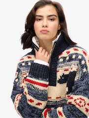Superdry Blue Ski Lodge Zip Neck Jumper - Image 4 of 6