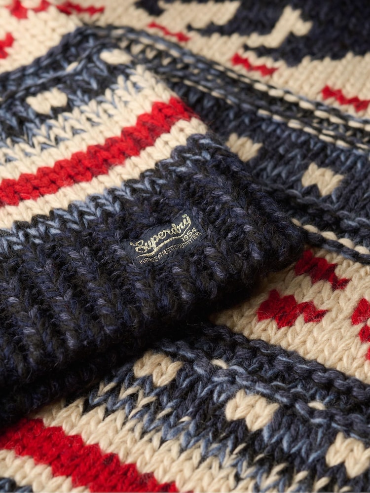 Superdry Blue Ski Lodge Zip Neck Jumper - Image 6 of 6