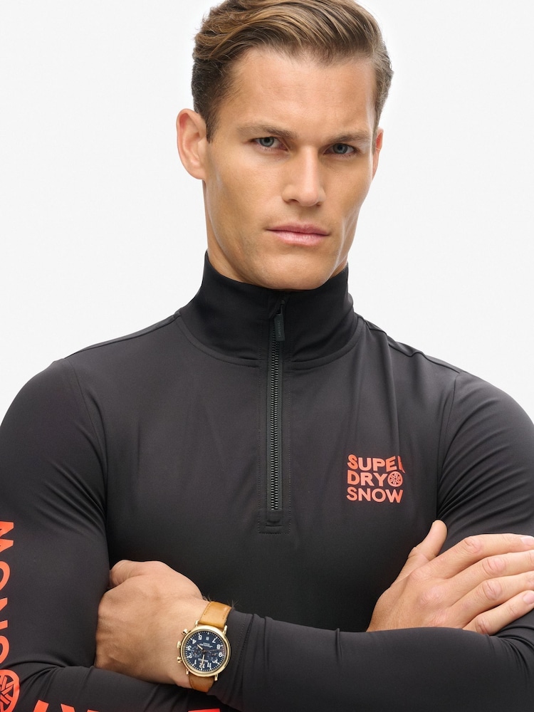 Superdry Black Ski Half Zip Base Layer Top - Image 2 of 3