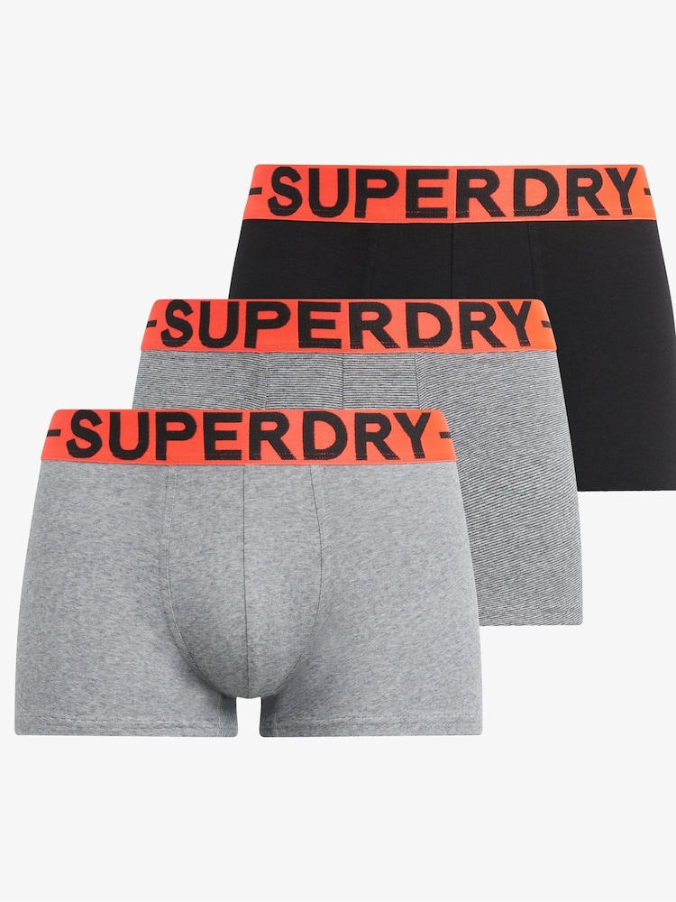 Superdry Grey Triple 100% Cotton Trunks - Image 1 of 7