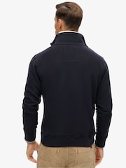 Superdry Blue Vintage Athletic Zip Henley 100% Cotton Jumper - Image 2 of 5