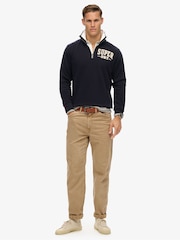 Superdry Blue Vintage Athletic Zip Henley 100% Cotton Jumper - Image 3 of 5