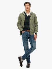 Verde - Sudadera básica de algodón 100 % con efecto lavado, cremallera y logo de Superdry - Imagen 2 de 3