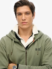 Verde - Sudadera básica de algodón 100 % con efecto lavado, cremallera y logo de Superdry - Imagen 3 de 3