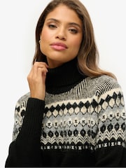 Superdry Black Fairisle Pattern Roll Neck Jumper - Image 2 of 2