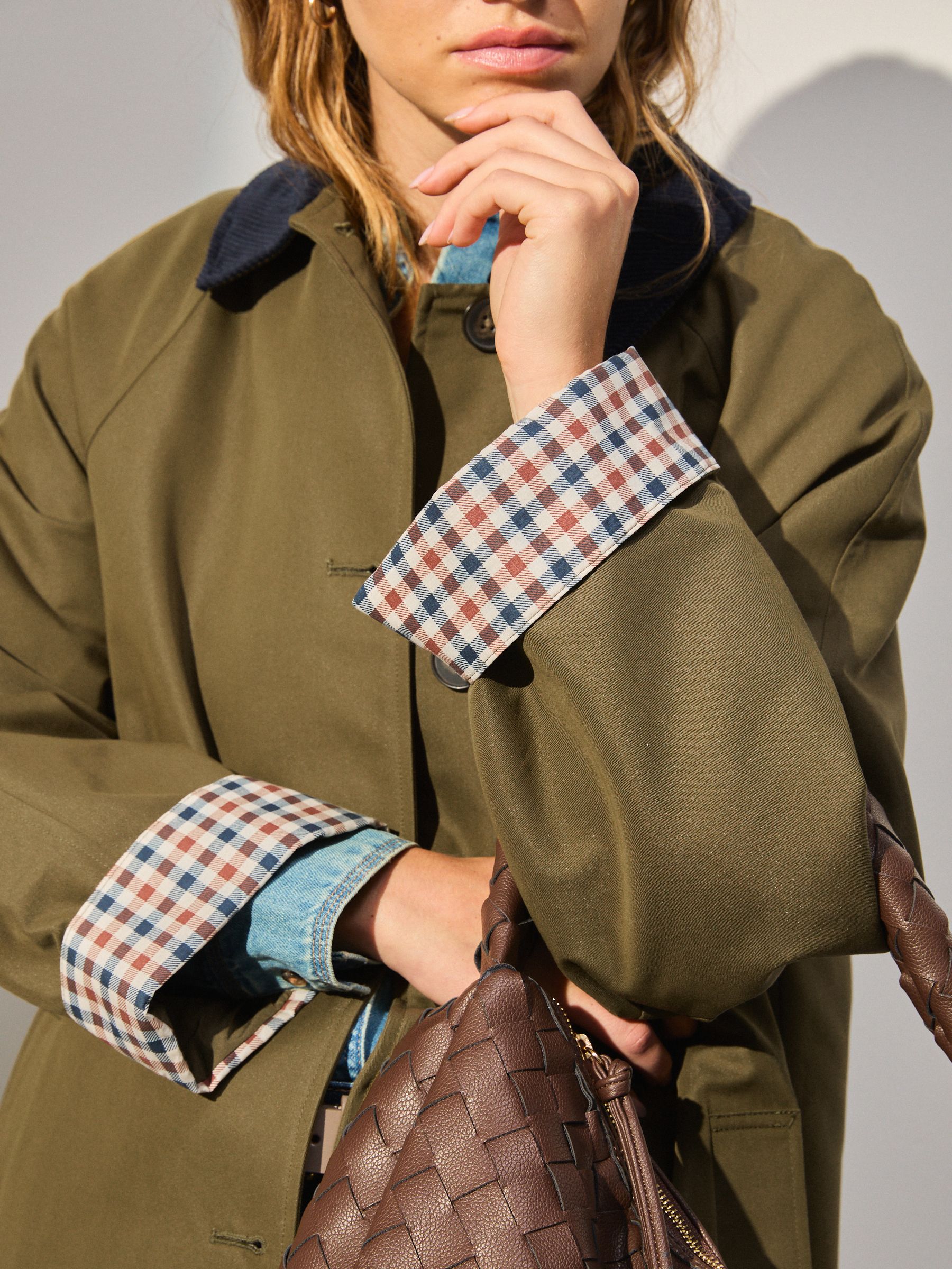 Buy Khaki Green Trench Coat with Contrast Collar from Next USA