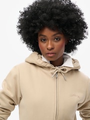 Superdry Grey Borg Lined Zip 100% Cotton Hoodie - Image 3 of 3