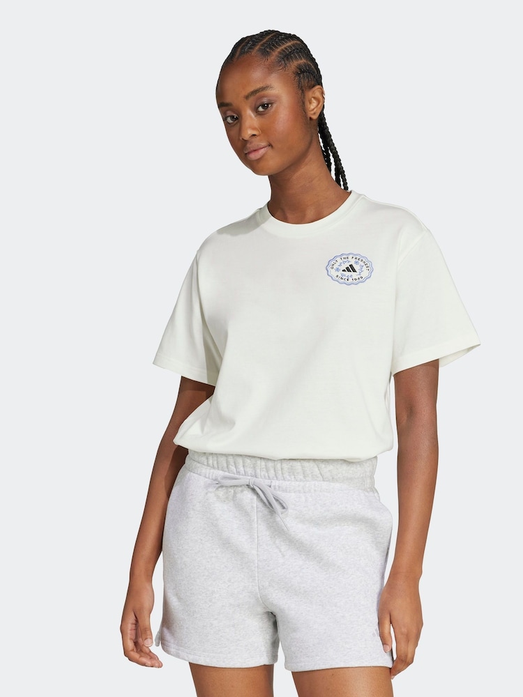 adidas White Farmers Market Graphic Regular 100% Cotton T-Shirt - Image 1 of 6
