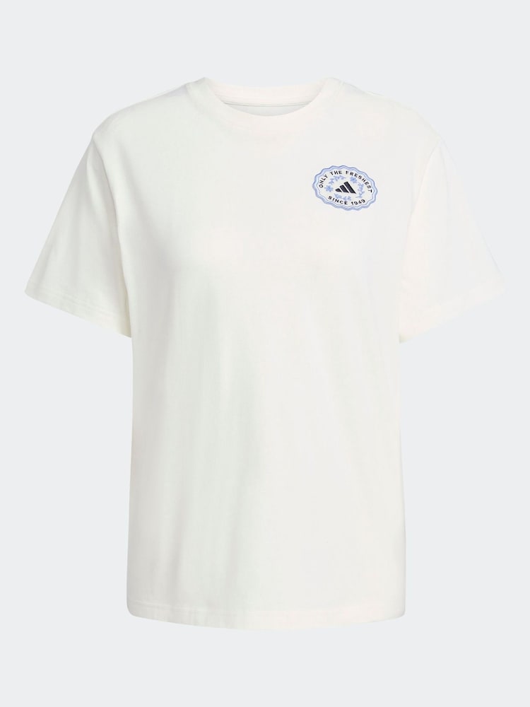 adidas White Farmers Market Graphic Regular 100% Cotton T-Shirt - Image 6 of 6