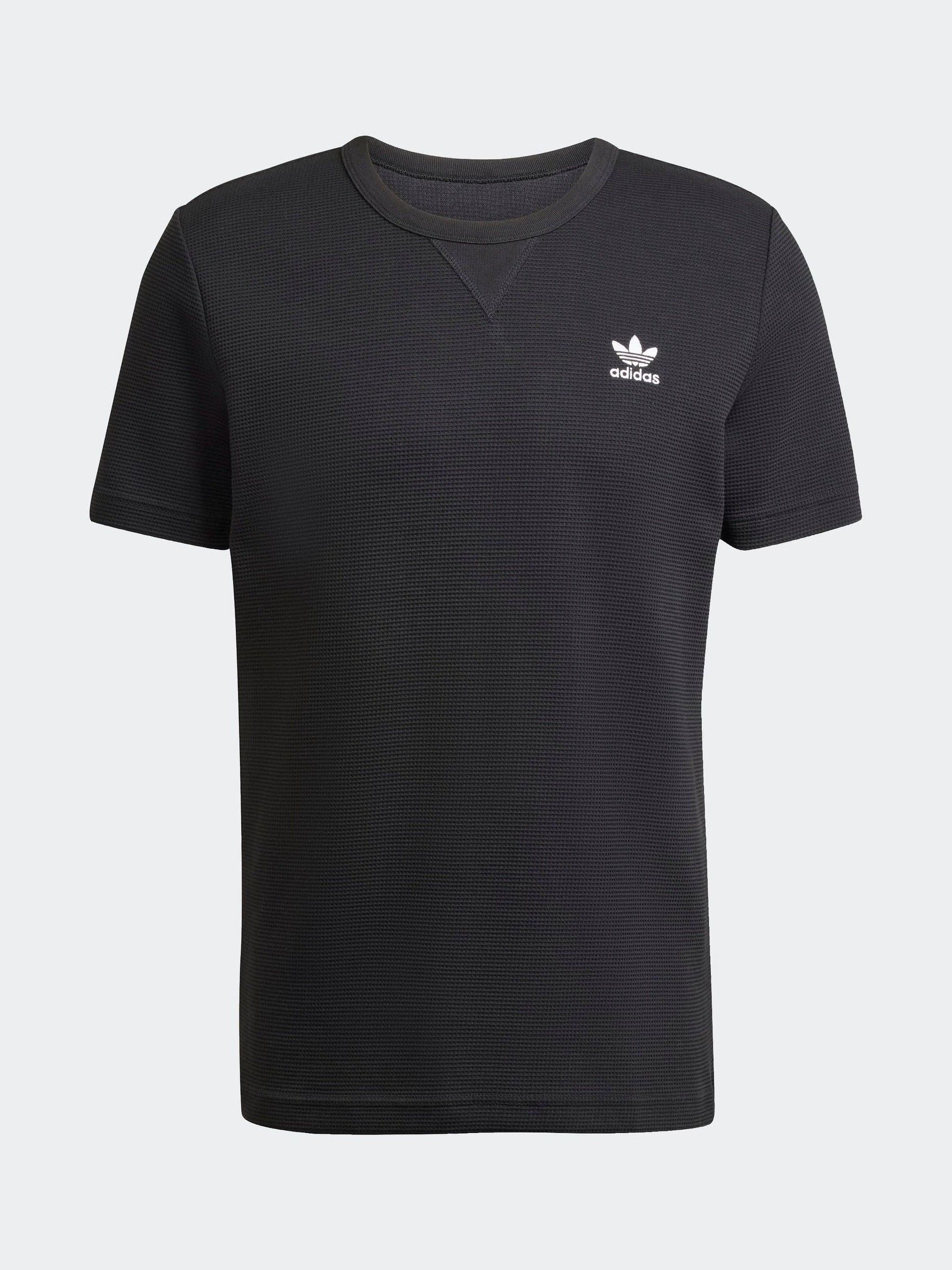 Buy adidas Originals Black Trefoil Essentials Waffle T-Shirt from