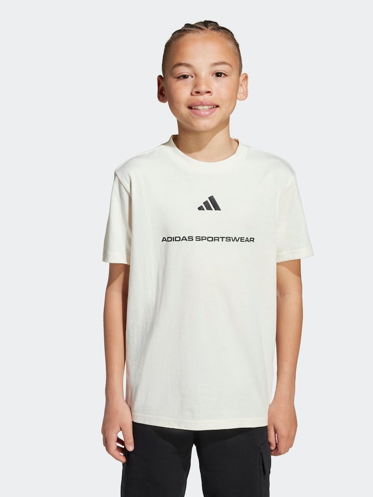 adidas White Kids Slogan Jersey T-Shirt - Image 1 of 6