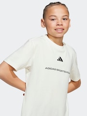 adidas White Kids Slogan Jersey T-Shirt - Image 5 of 6