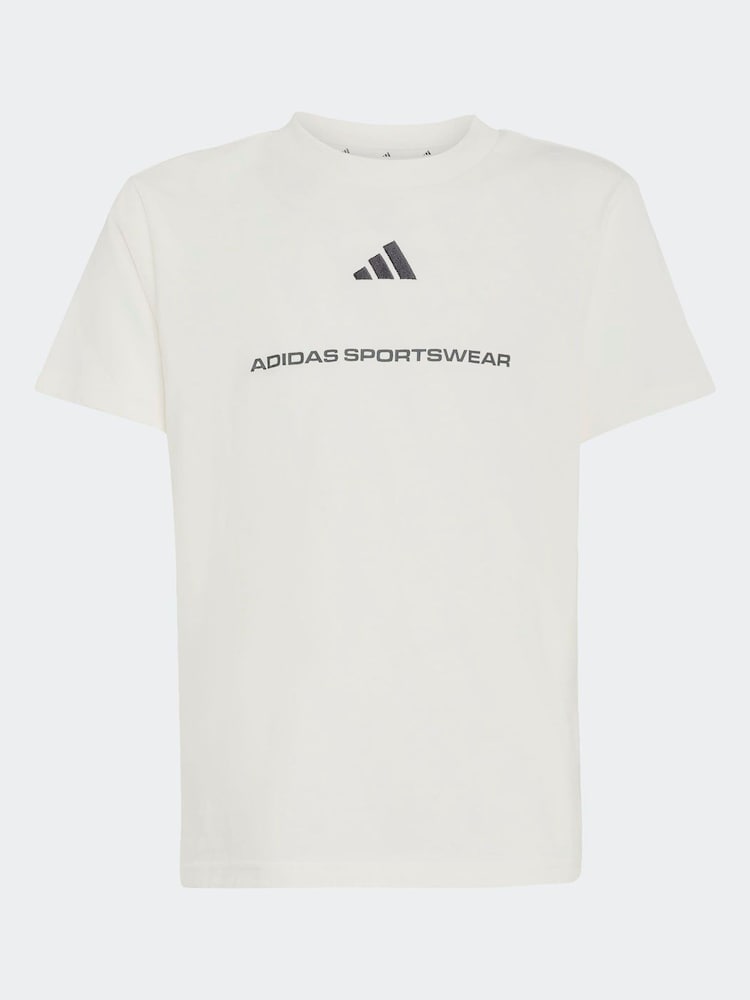 adidas White Kids Slogan Jersey T-Shirt - Image 6 of 6