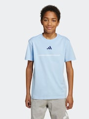 adidas Blue Kids Slogan Jersey T-Shirt - Image 1 of 6