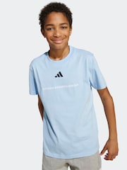 adidas Blue Kids Slogan Jersey T-Shirt - Image 4 of 6