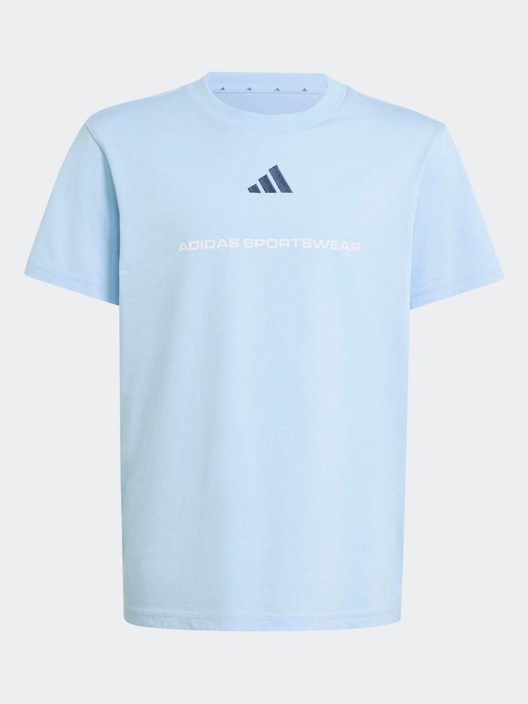 adidas Blue Kids Slogan Jersey T-Shirt - Image 6 of 6