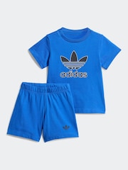 adidas Originals Blue Trefoil Infant Kids T-Shirt and Shorts Set - Image 1 of 6